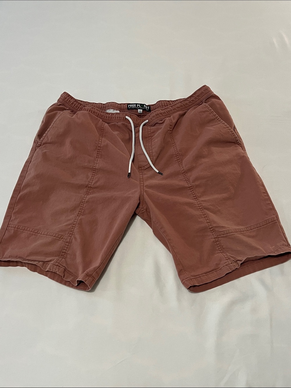 Free Planet 98% Organic Cotton Drawstring Shorts in Terracotta